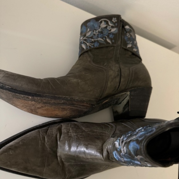 Old Gringo Minisora Leather Blue Floral Pointed Toe Western Boots - Picture 2 of 10